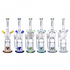 Clover Glass - 15" Clock Shape Shower Perc Water Pipe [WPB-40]